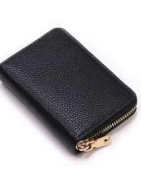 Black Zip Card Wallet - Gold Hardware RFID blocking